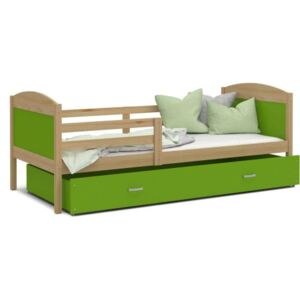Łóżko z szufladą 190x80cm, kolor sosna-zielony