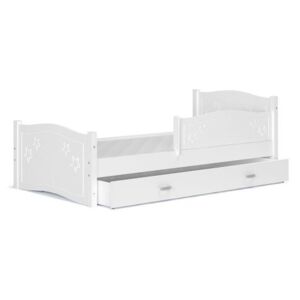 Łóżko z szufladą 190x80cm + barierka, kolor biały