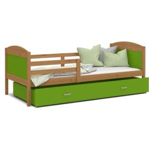 Łóżko z szufladą 190x80cm, kolor olcha-zielony
