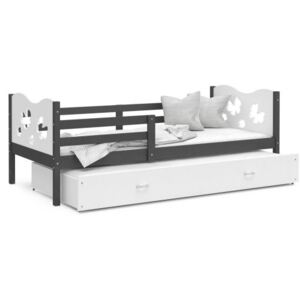 Łóżko podwójne wysuwane z szufladą 200x90cm, kolor szaro-biały