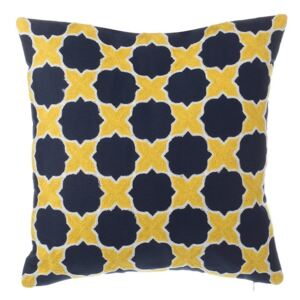 Poduszka dekoracyjna marokańska koniczyna 45 x 45 cm zółto-niebieska MUSCARI