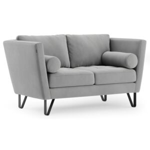 Szara dwuosobowa sofa na stalowych nogach Premium Velvet DELTA