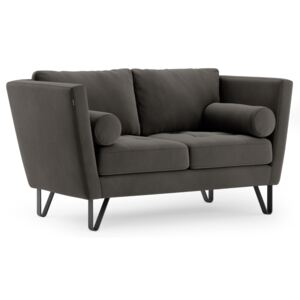 Grafitowa dwuosobowa sofa na stalowych nogach Premium Velvet DELTA