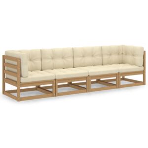 4-osobowa sofa ogrodowa z poduszkami, lite drewno sosnowe
