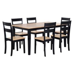 Zestaw do jadalni stół i 6 krzeseł drewniany czarny GEORGIA