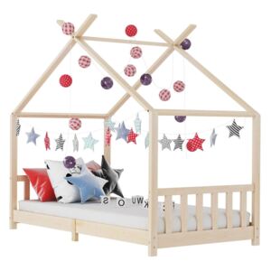 Drewniane łóżko dziecięce domek 90x200 cm z barierkami