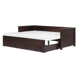 Łóżko wysuwane drewniane 90 x 200 cm ciemne CAHORS