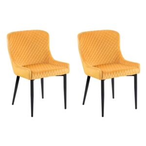 Zestaw 2 krzeseł welurowy żółty SOLANO