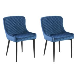 Zestaw 2 krzeseł welurowy niebieski SOLANO