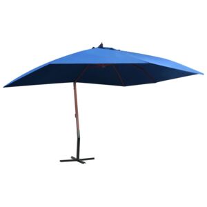 Wiszący parasol na drewnianym słupku, 400x300 cm, niebieski