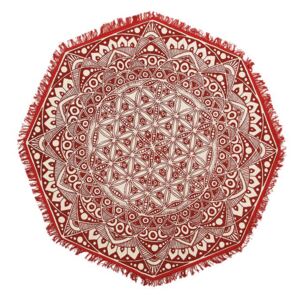 Dywan okrągły ø 120 cm orientalny nadruk czerwono-kremowy MEZITILI