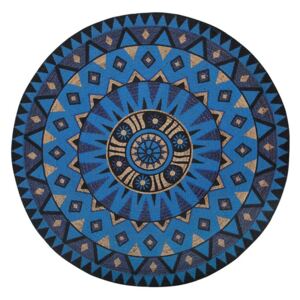Dywan okrągły z juty ⌀ 140 cm niebieski UNUR