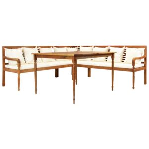 Ogrodowa sofa narożna ze stołem i poduszkami, drewno akacjowe