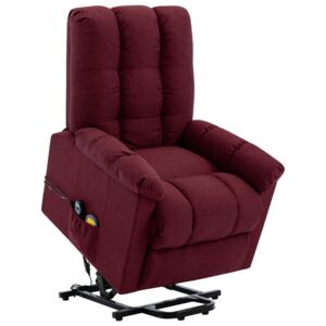 Fotel podnoszony, masujący, rozkładany, winna czerwień, tkanina