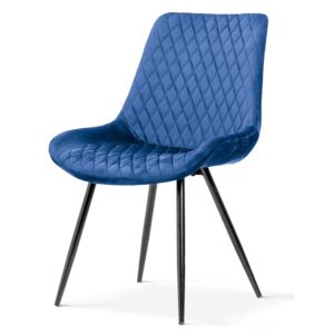 Niebieskie krzesło na metalowej nodze Prado przeszywane