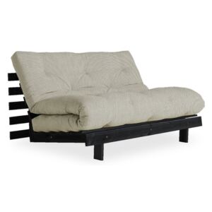 Sofa rozkładana z lnianym pokryciem Karup Design Roots Black/Linen