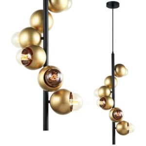 Designerska LAMPA wisząca MALMO PEN-5104-6-BKGD Italux metalowa OPRAWA zwis kule balls czarne złote