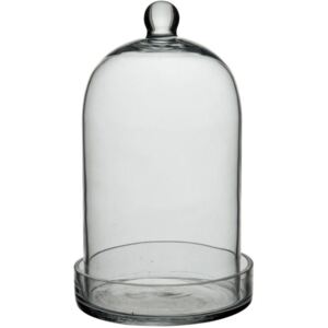 Szklany klosz z podstawką Bell Round L 29,5cm transparentny