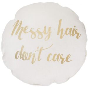Poduszka dekoracyjna "Messy hair..." Ø45 cm biała