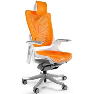 Krzesło biurowe Wau 2 elastomer biało-pomarańczowe