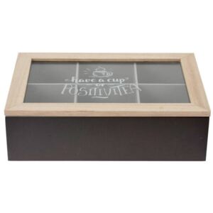 Pudełko na herbatę, drewniane, 24 x 17 x 7 cm, czarne