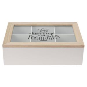 Pudełko na herbatę, drewniane, 24 x 17 x 7 cm, białe