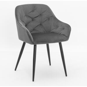 Krzesło z podłokietnikami Veneto w kolorze szarym nogi czarne