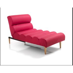 Fotel Gummy tapicerowany skórą ekologiczną, szer.80 x gł.160 x wys.88 cm - czerwony