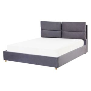 Łóżko z pojemnikiem welurowe szare 140 x 200 cm BATILLY