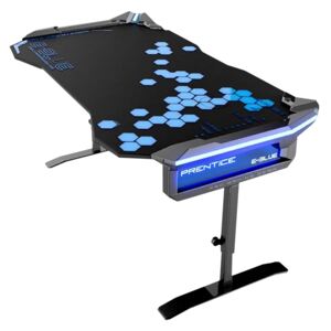 SELSEY Biurko gamingowe E-Blue Hex czarne z podświetlaniem i ergonomicznym blatem