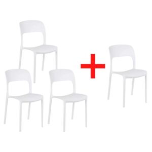 Krzesło do jadalni, białe, 3+1 GRATIS