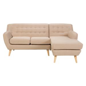 Sofa trzyosobowa narożnik w stylu retro pikowana z guzikami beżowa Motala Beliani