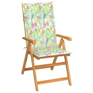 Krzesło ogrodowe z poduszkami w liście, lite drewno tekowe