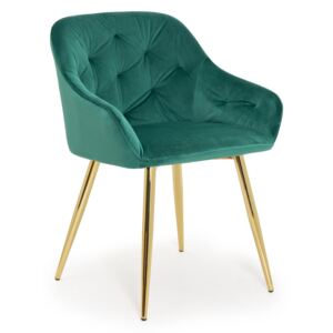 Krzesło z podłokietnikami Veneto w kolorze zielonym nogi zlote