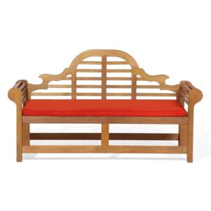 Ławka ogrodowa białe drewno balau z poduszką czerwoną JAVA Marlboro