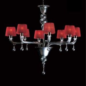 Żyrandol Lampa Vintage AGATA 8L LUMI - Czerwony || Beżowy