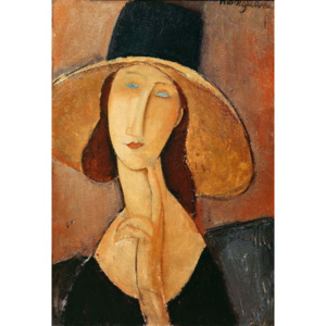Amedeo Modigliani - Reprodukcja Portrait of Jeanne Hebuterne in a large hat c 1918-19
