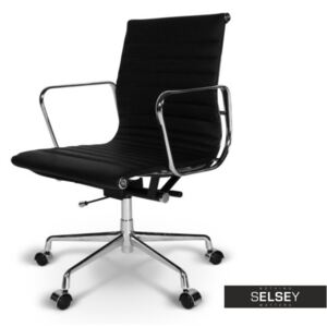 Fotel biurowy inspirowany EAMES 117 czarny, skóra + chrom
