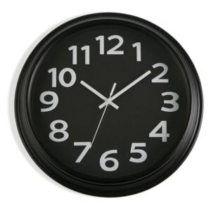 Czarny zegar ścienny Versa In Time, ⌀ 32,7 cm