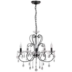 Pałacowa LAMPA wisząca AURORA 35-73730 Candellux świecznikowa OPRAWA glamour ZWIS z kryształkami czarny przezroczysty