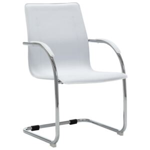 Krzesło biurowe, wspornikowe, białe, sztuczna skóra