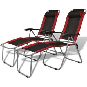 Krzesła kempingowe rozkładane, 2 szt., czerwono-czarne