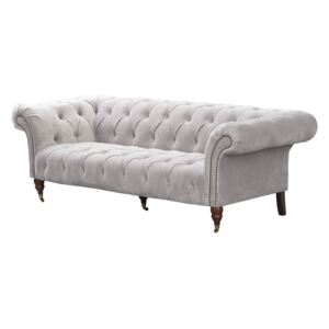 Sofa trzyosobowa DEKORIA Chesterfield Glamour Velvet, szara, 230x98x75 cm