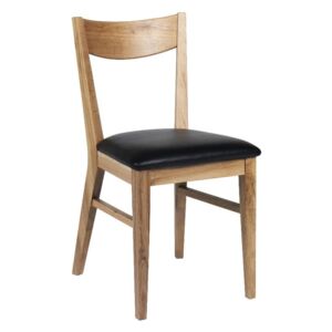 Brązowe dębowe krzesło do jadalni z czarnym siedziskiem Rowico Dylan