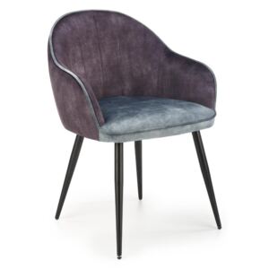 Krzesło K440 VELVET ciemnoszare/niebieskie w stylu loft HALMAR