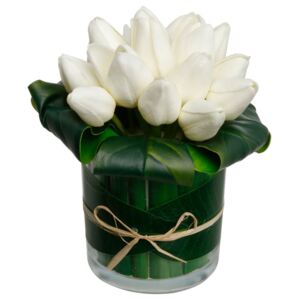 Sztuczny Bukiet Tulipanów, 17 cm, kolor biały