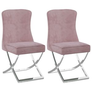 Krzesła stołowe, 2 szt., różowe, 53x52x98 cm, aksamitne