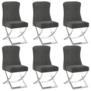 Krzesła stołowe, 6 szt., szare, 53x52x98 cm, aksamitne