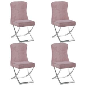 Krzesła stołowe, 4 szt., różowe, 53x52x98 cm, aksamitne