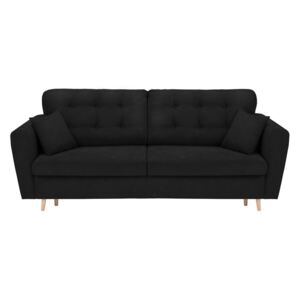 Czarna 3-osobowa sofa rozkładana ze schowkiem Cosmopolitan Design Grenoble
